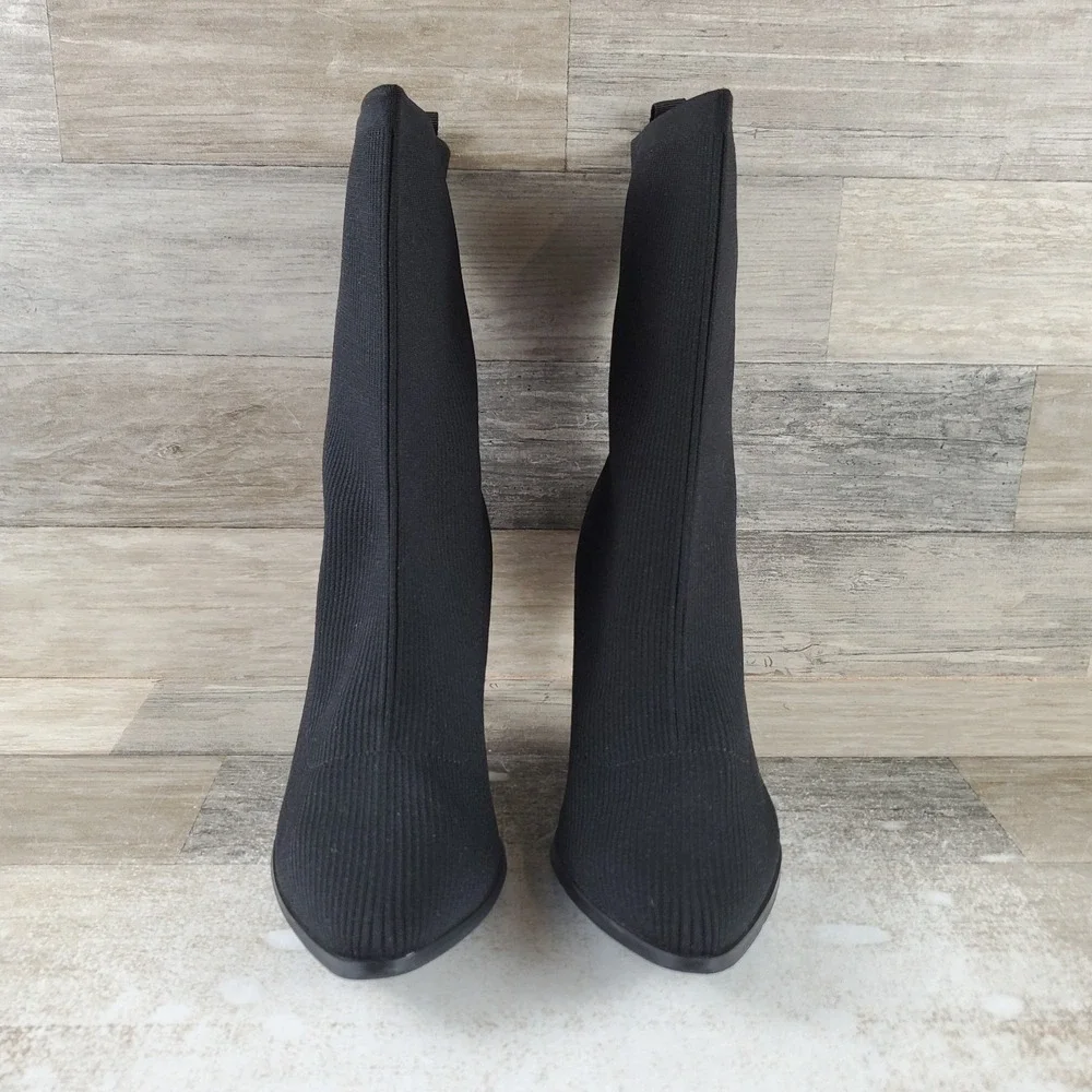 Lauren Ralph Lauren Mckay Womens Bootie Heel Sz 8 B Black Knitted Stiletto Heel